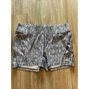Reebok Gray and White Striped Athletic Shorts Size Medium